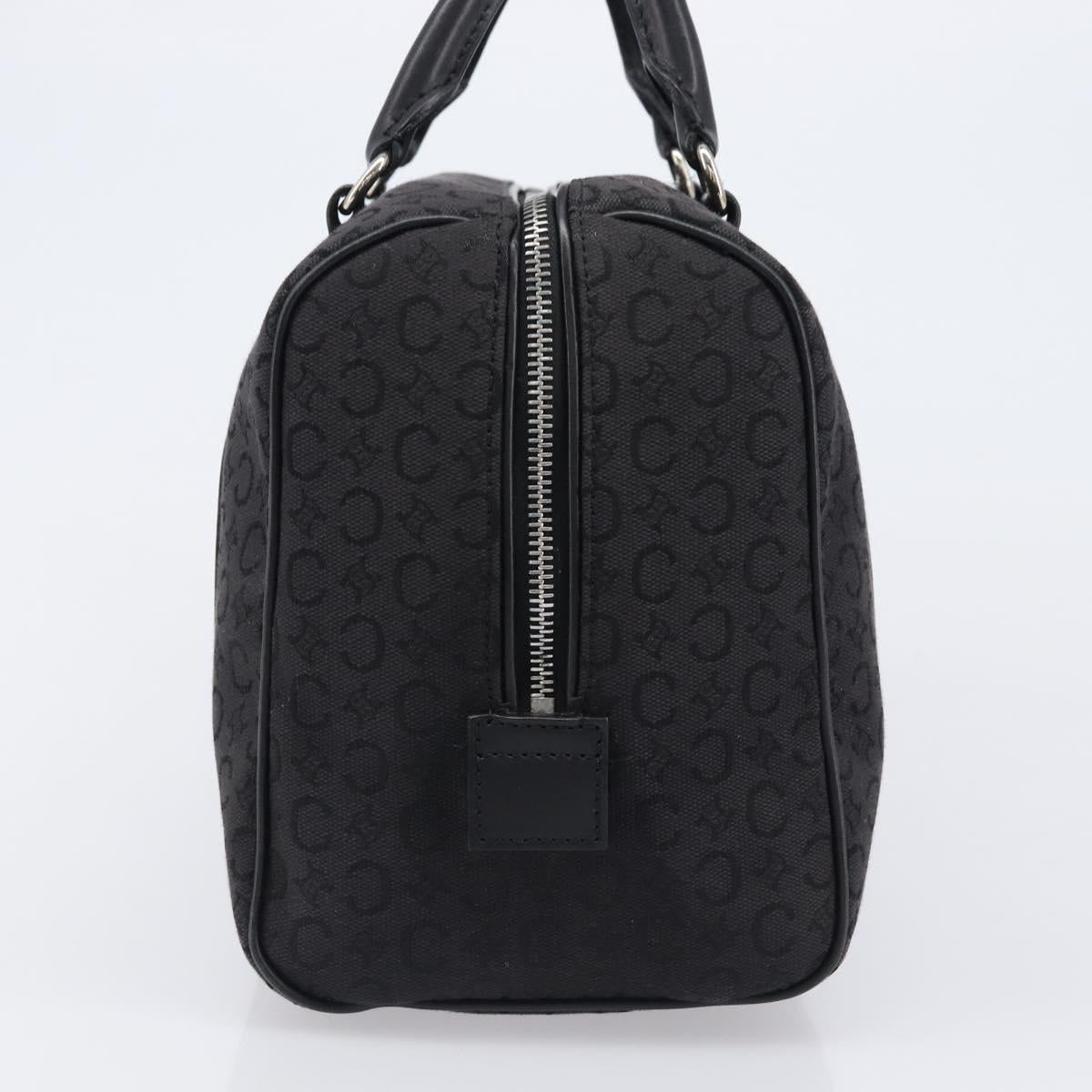 CELINE C Macadam Canvas Hand Bag Black Silver Auth mr2912