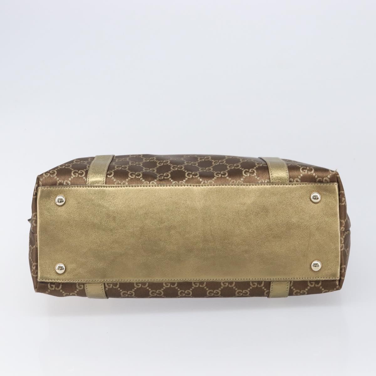 GUCCI GG Canvas Hand Bag Beige Gold 141470 Auth mr2913