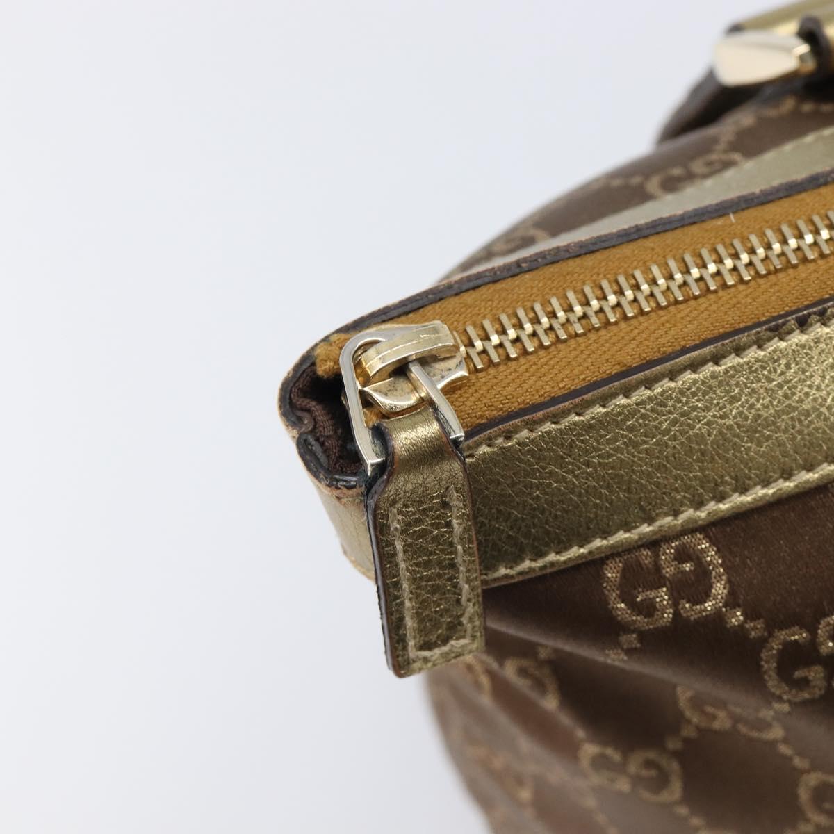 GUCCI GG Canvas Hand Bag Beige Gold 141470 Auth mr2913