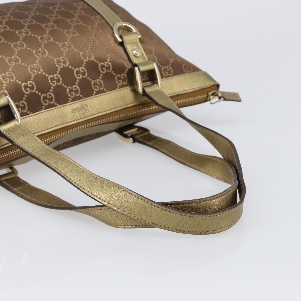 GUCCI GG Canvas Hand Bag Beige Gold 141470 Auth mr2913