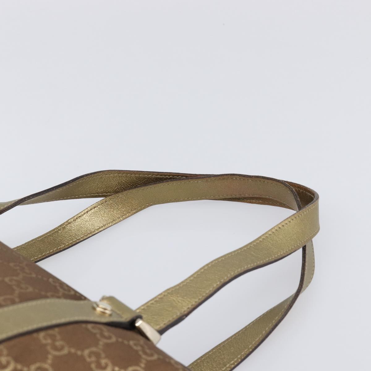 GUCCI GG Canvas Hand Bag Beige Gold 141470 Auth mr2913