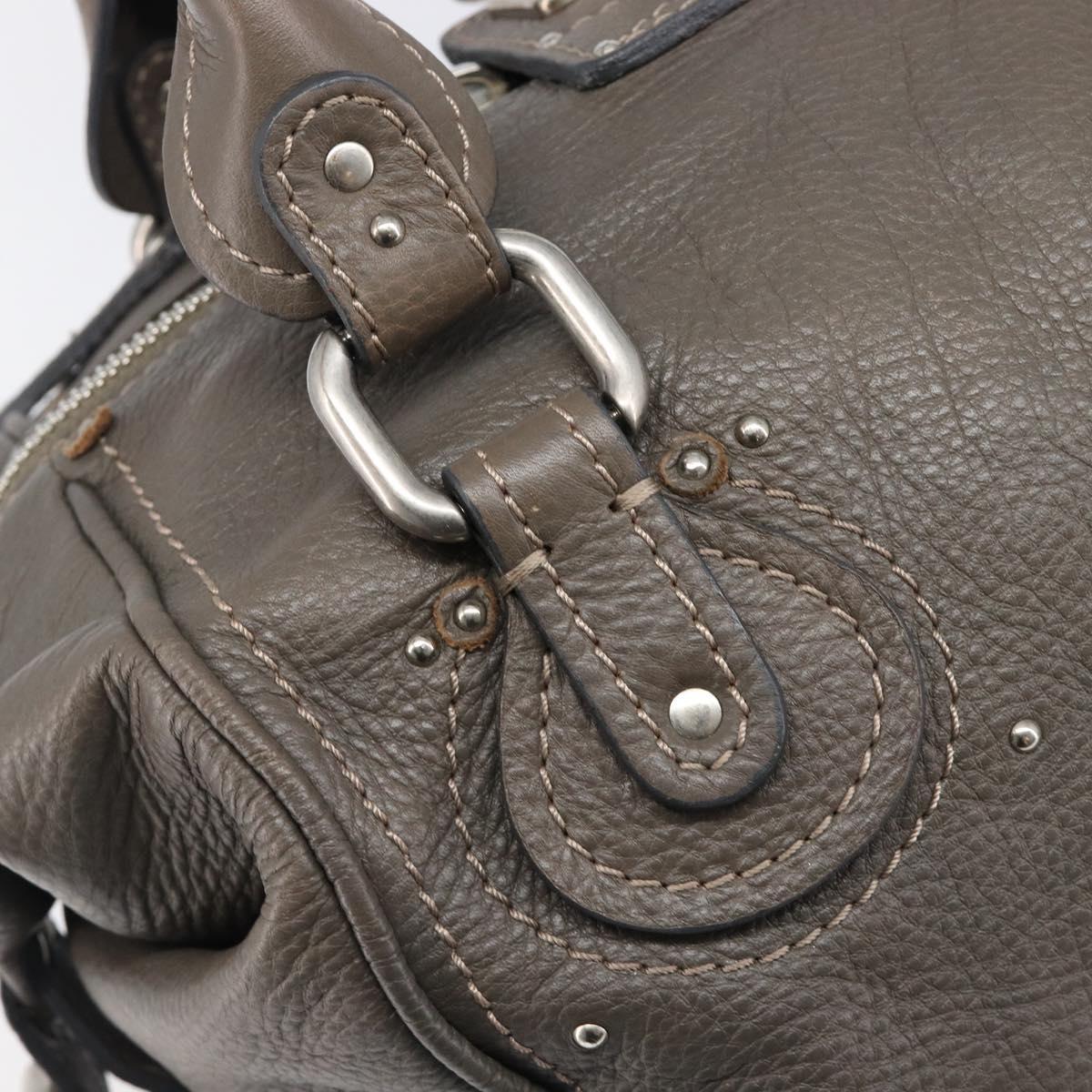 Chloe Paddington Hand Bag Leather Gray Silver Auth mr2914A