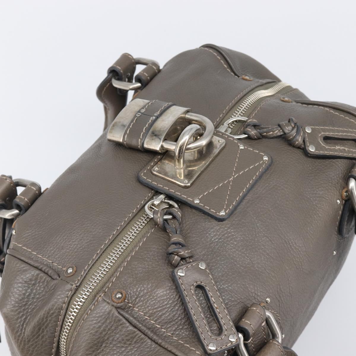 Chloe Paddington Hand Bag Leather Gray Silver Auth mr2914A