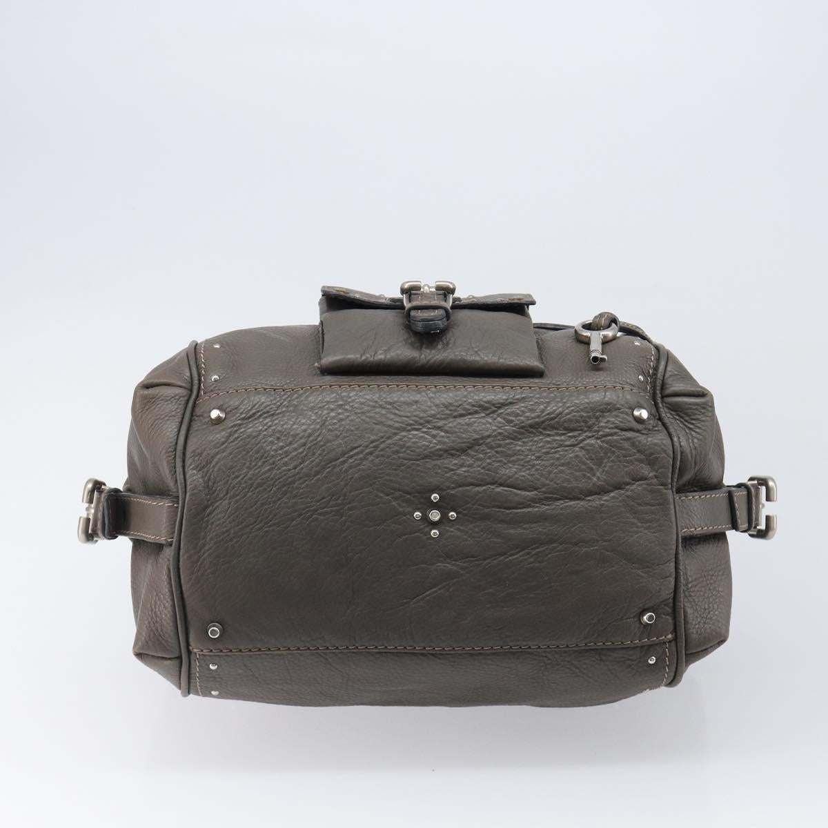 Chloe Paddington Hand Bag Leather Gray Silver Auth mr2914A