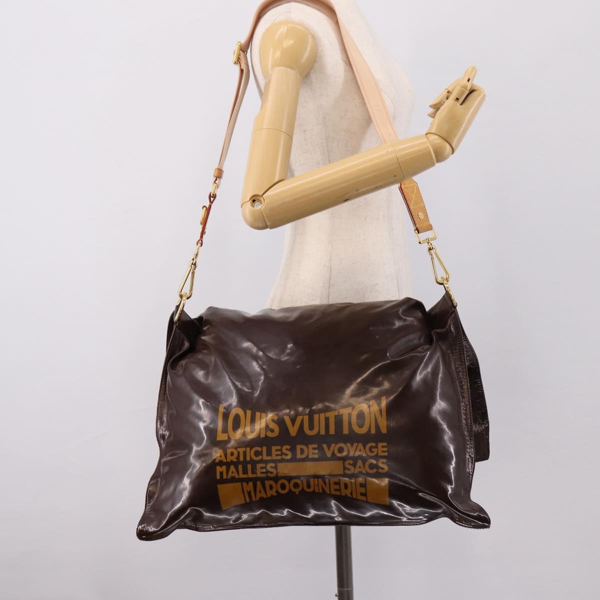 LOUIS VUITTON Raindrop Bethus Shoulder Bag Patent Brown LV Auth mr2916A
