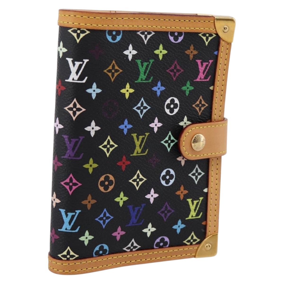 LOUIS VUITTON Monogram Multicolor Agenda PM Planner Black R20895 LV Auth mr2920V