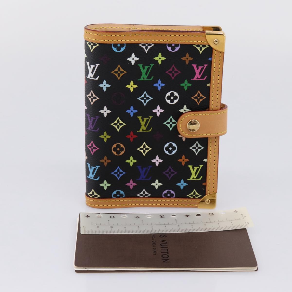 LOUIS VUITTON Monogram Multicolor Agenda PM Planner Black R20895 LV Auth mr2920V