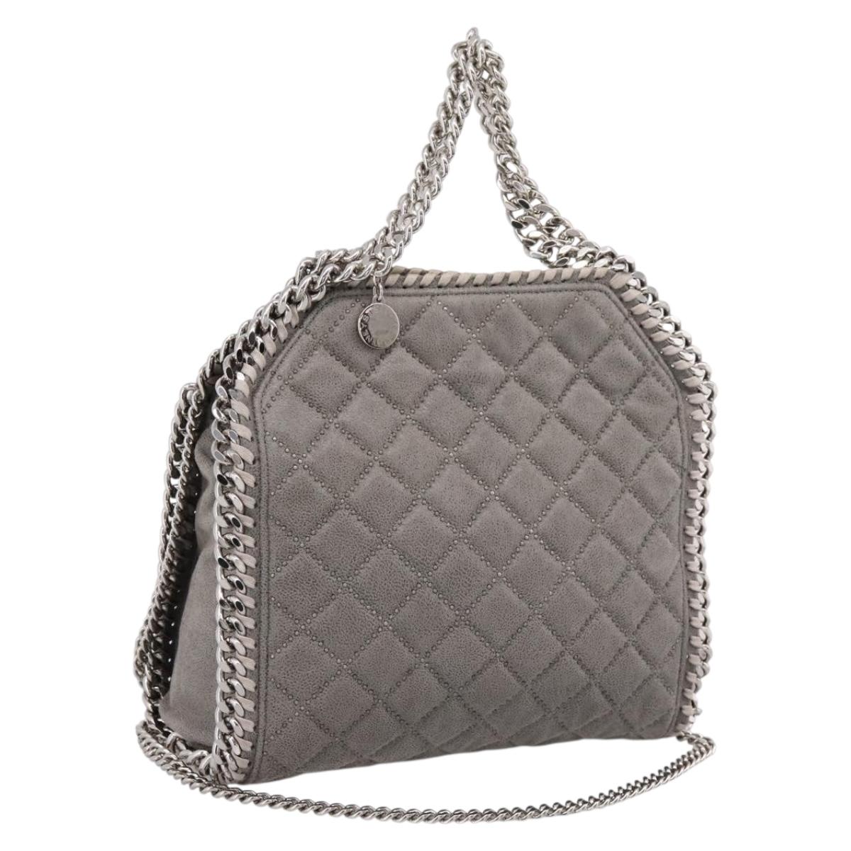 Stella McCartney Falabella Hand Bag Polyester Gray Silver Auth mr2923
