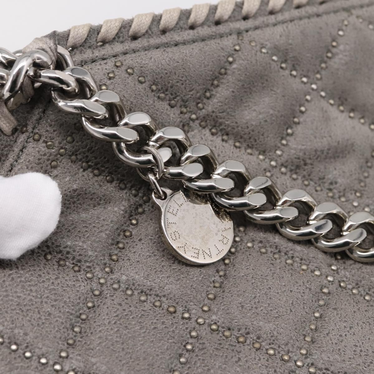 Stella McCartney Falabella Hand Bag Polyester Gray Silver Auth mr2923