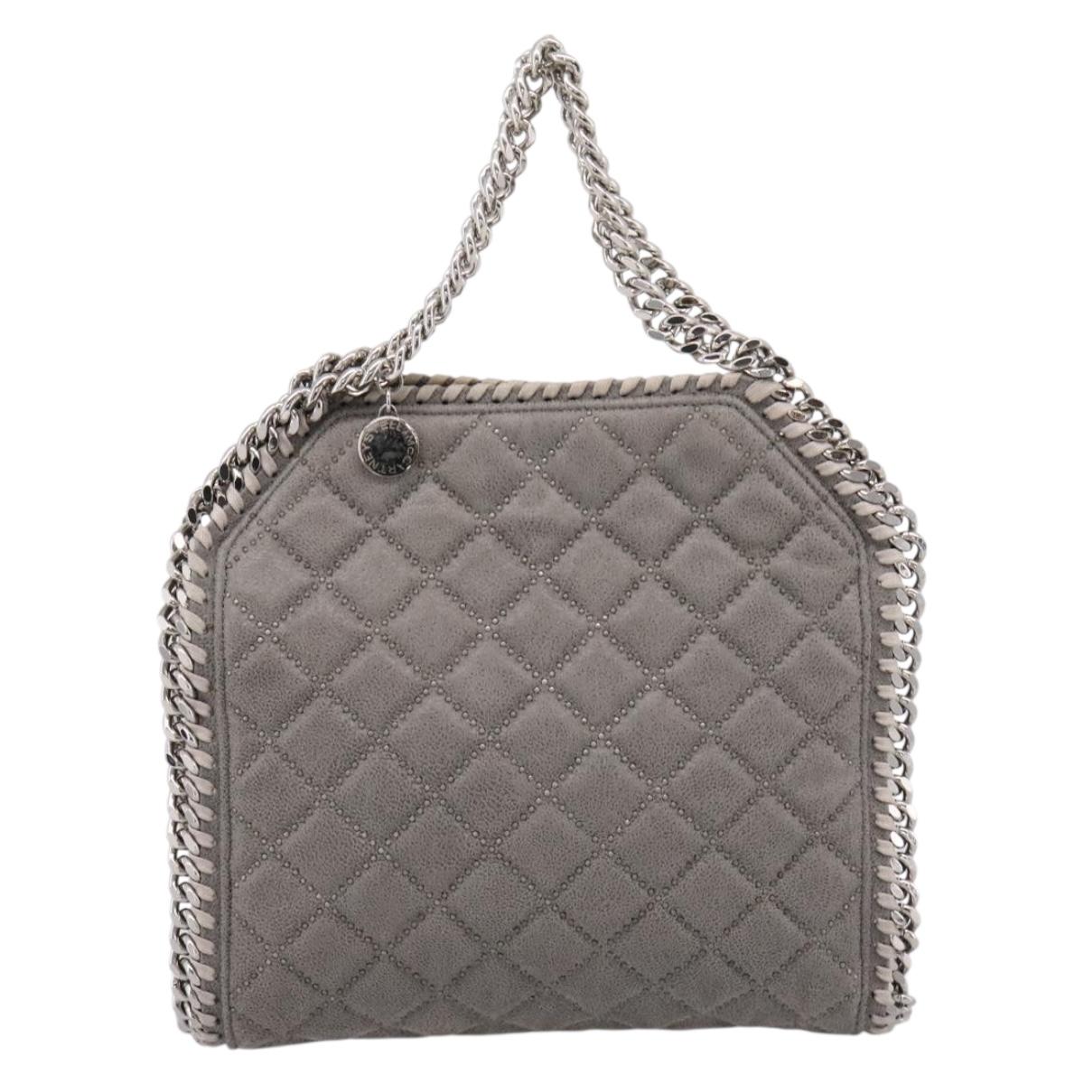Stella McCartney Falabella Hand Bag Polyester Gray Silver Auth mr2923