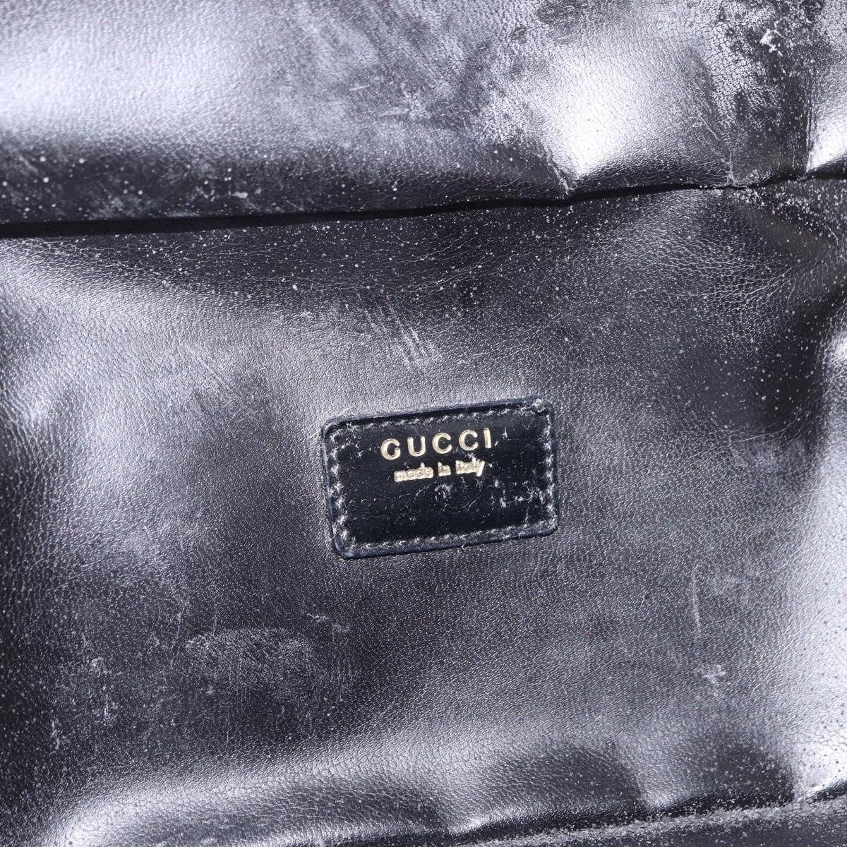 GUCCI Bamboo Vanity bag Cosmetic Pouch Patent Black 032 200159 0150 Auth mr2924