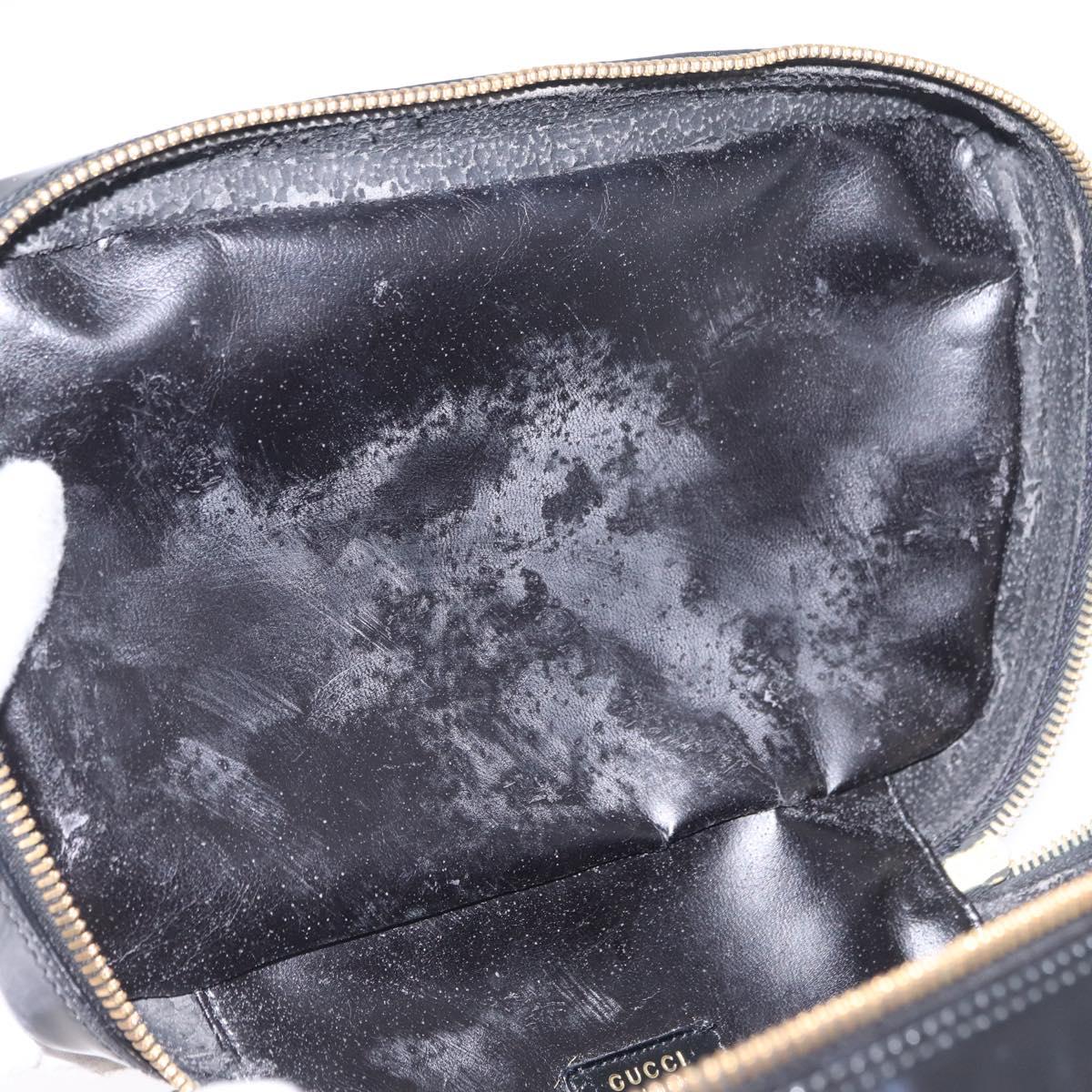 GUCCI Bamboo Vanity bag Cosmetic Pouch Patent Black 032 200159 0150 Auth mr2924