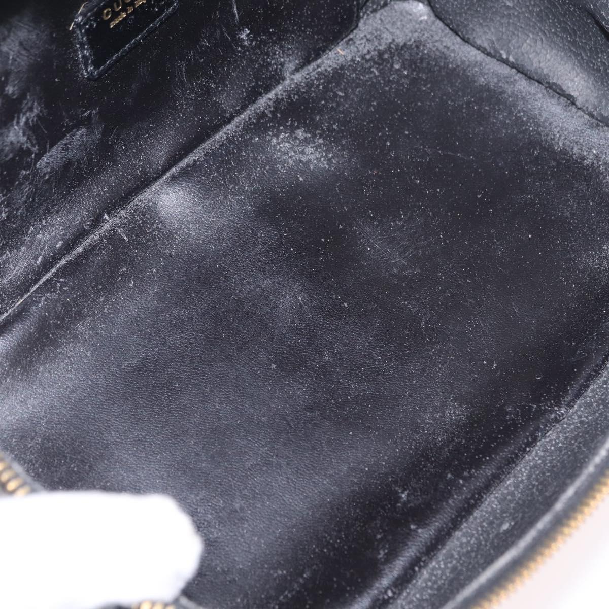 GUCCI Bamboo Vanity bag Cosmetic Pouch Patent Black 032 200159 0150 Auth mr2924