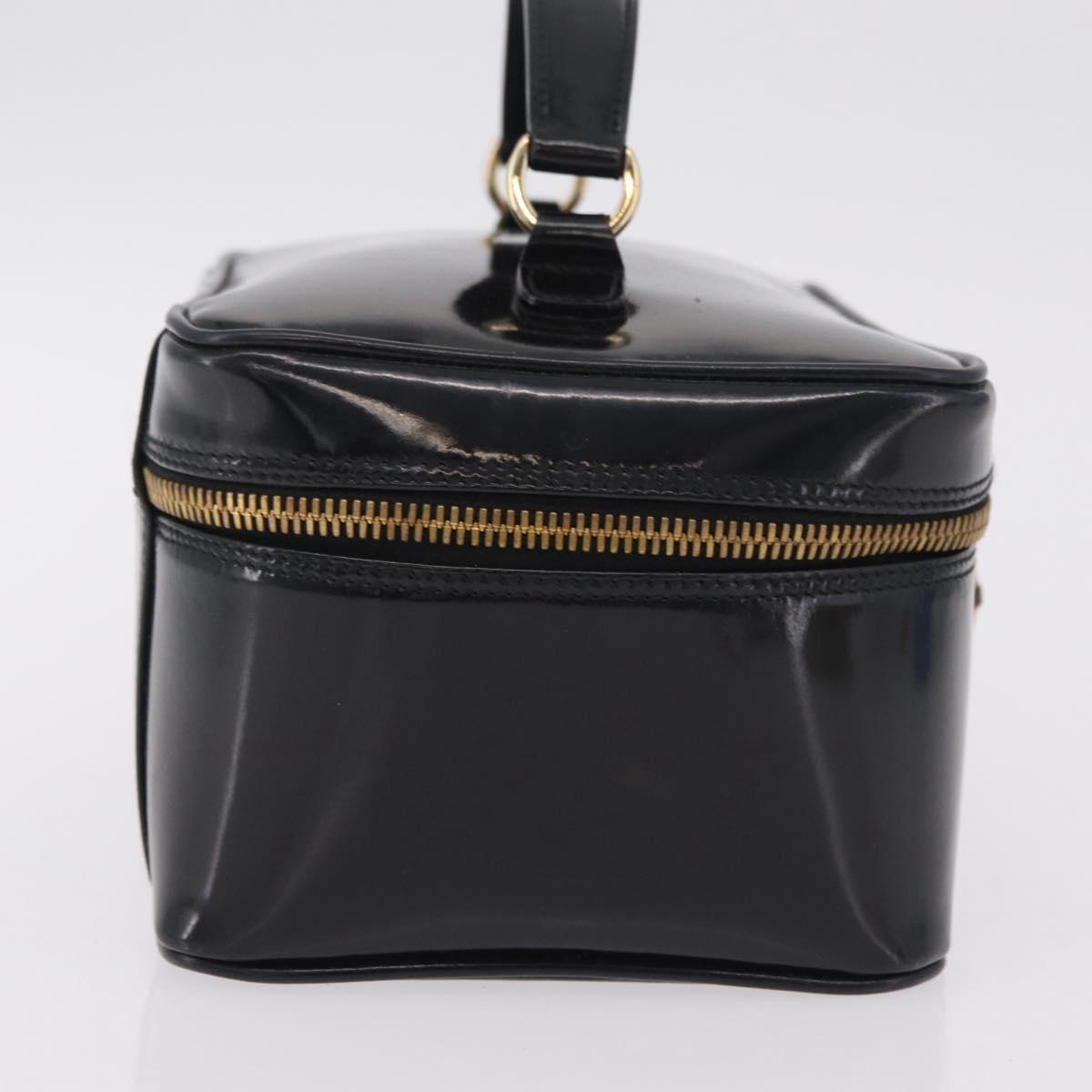 GUCCI Bamboo Vanity bag Cosmetic Pouch Patent Black 032 200159 0150 Auth mr2924