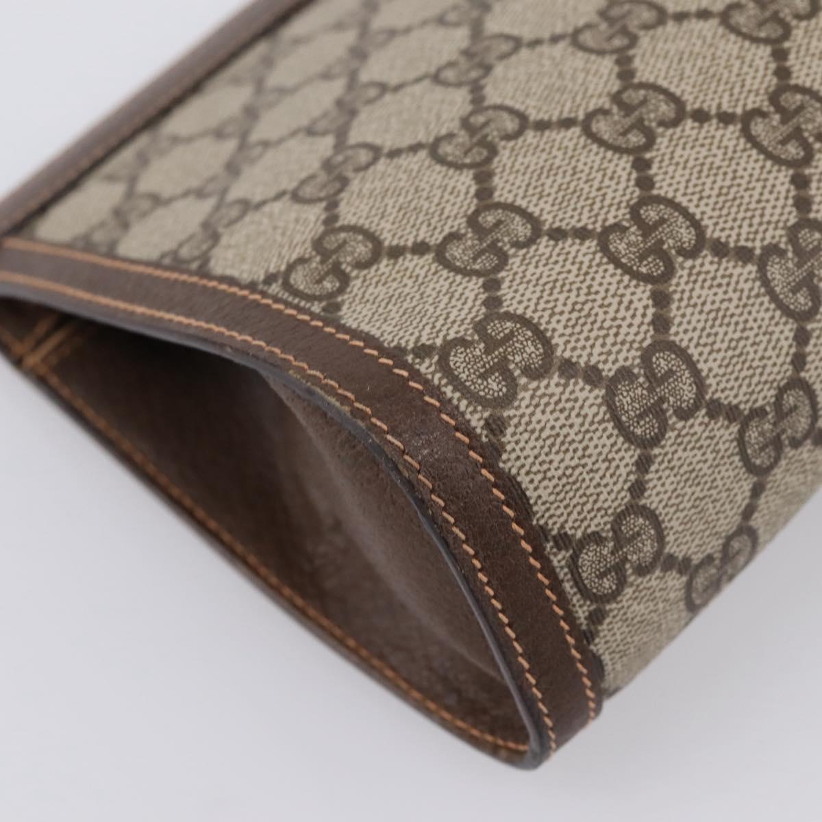 GUCCI GG Supreme Web Sherry Line Clutch Bag PVC Beige Gold 89 01 032 Auth mr2926