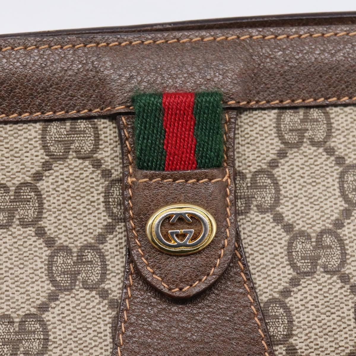 GUCCI GG Supreme Web Sherry Line Clutch Bag PVC Beige Gold 89 01 032 Auth mr2926