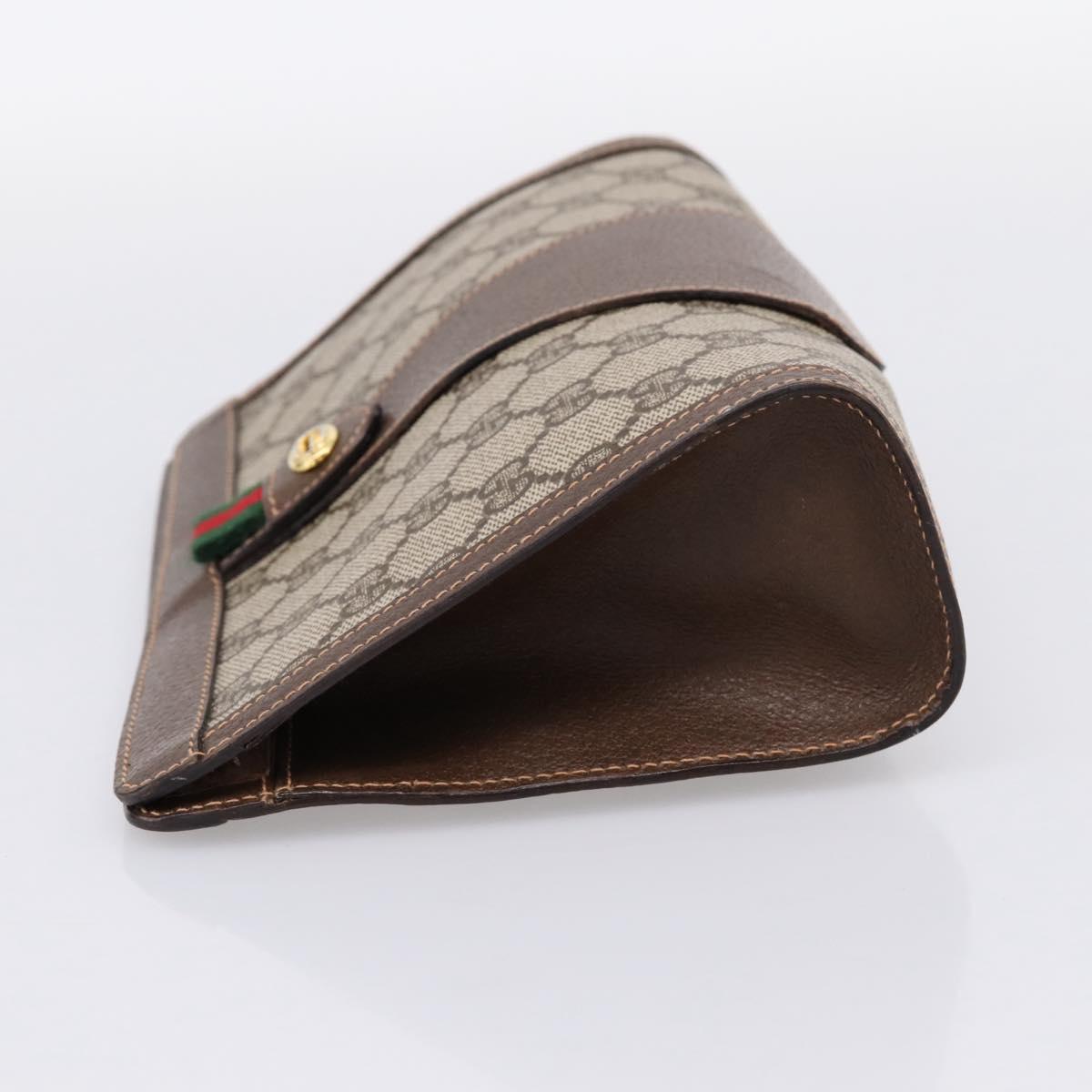 GUCCI GG Supreme Web Sherry Line Clutch Bag PVC Beige Gold 89 01 032 Auth mr2926