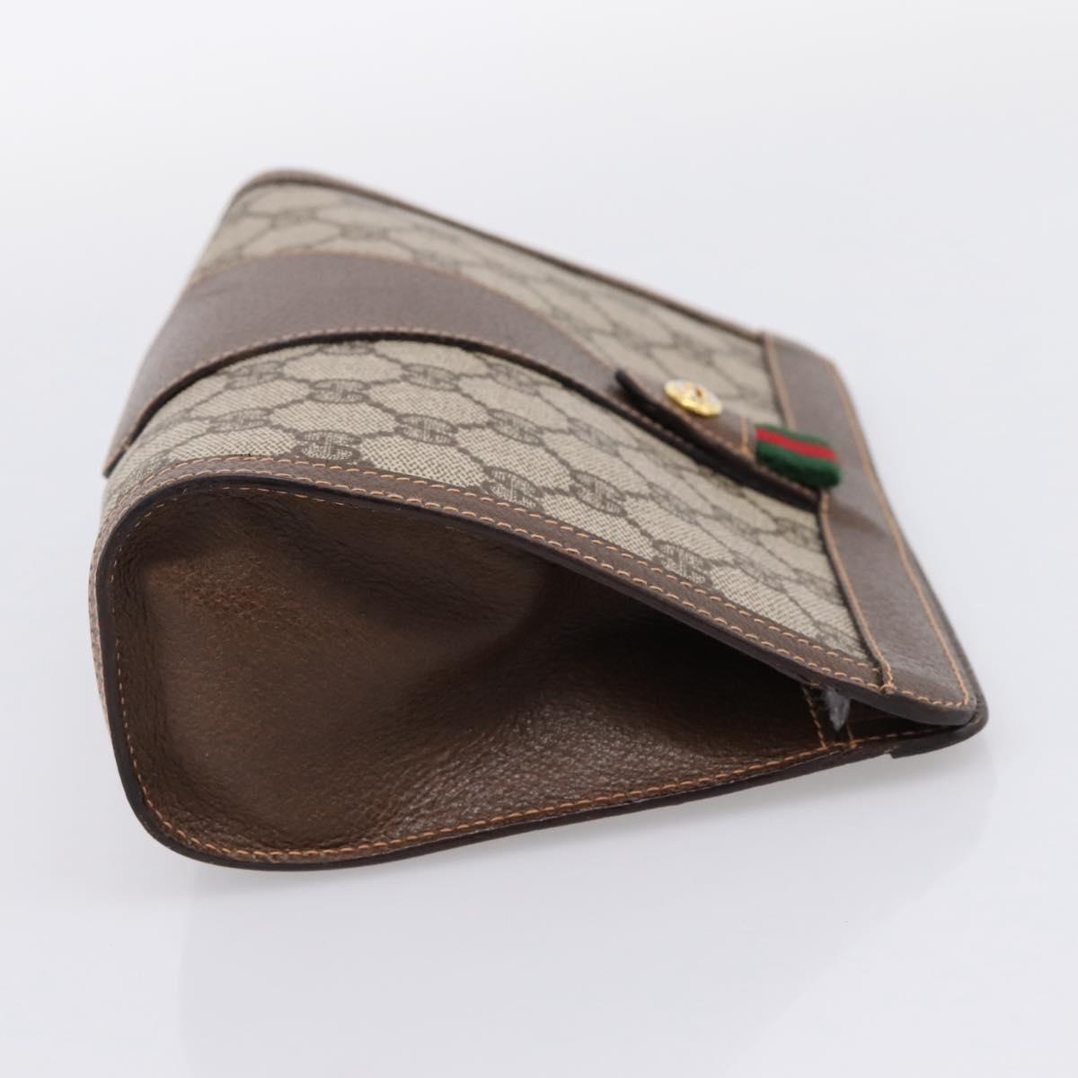GUCCI GG Supreme Web Sherry Line Clutch Bag PVC Beige Gold 89 01 032 Auth mr2926