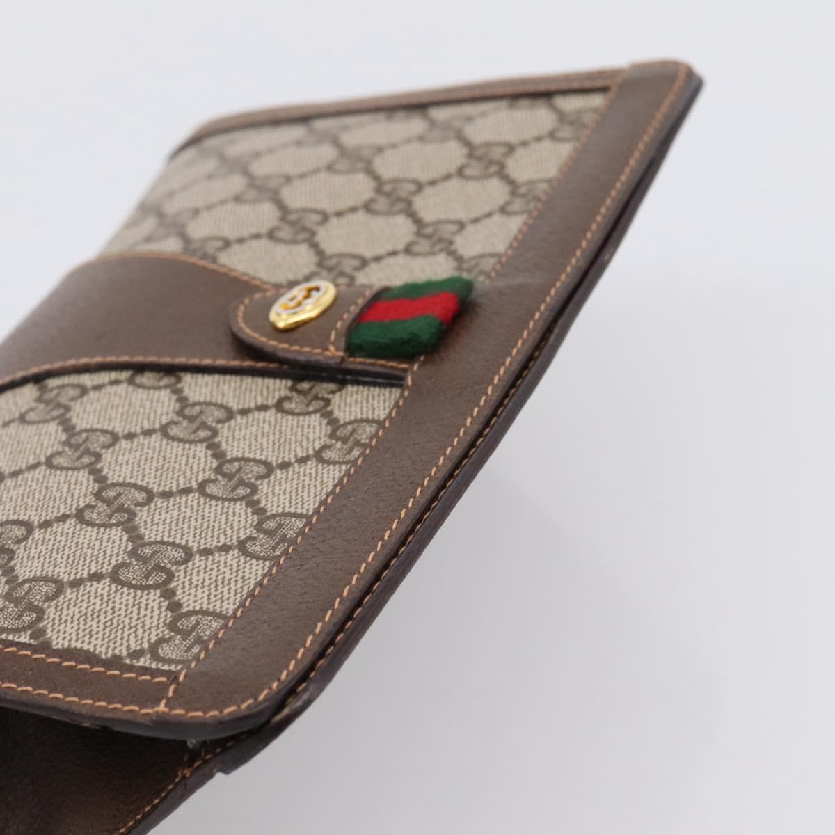 GUCCI GG Supreme Web Sherry Line Clutch Bag PVC Beige Gold 89 01 032 Auth mr2926