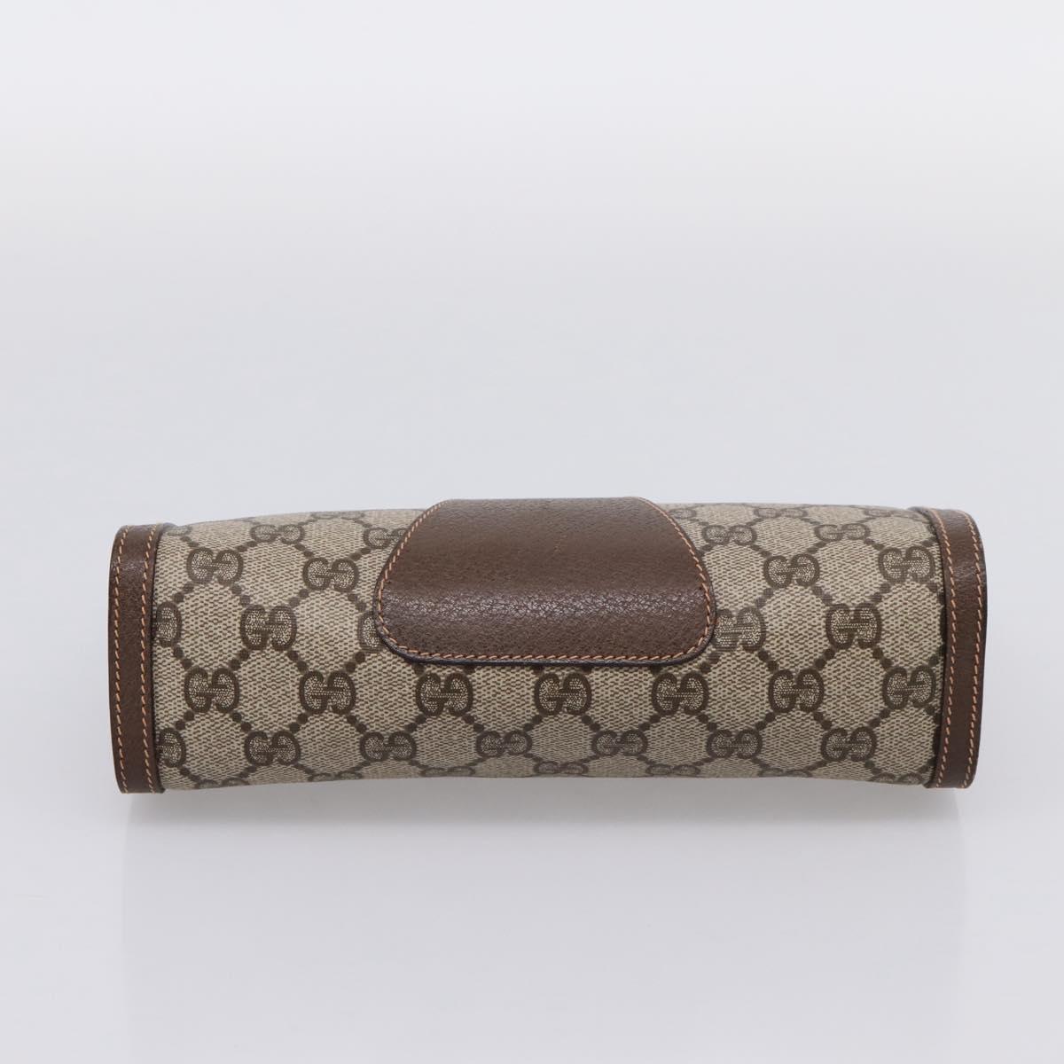 GUCCI GG Supreme Web Sherry Line Clutch Bag PVC Beige Gold 89 01 032 Auth mr2926