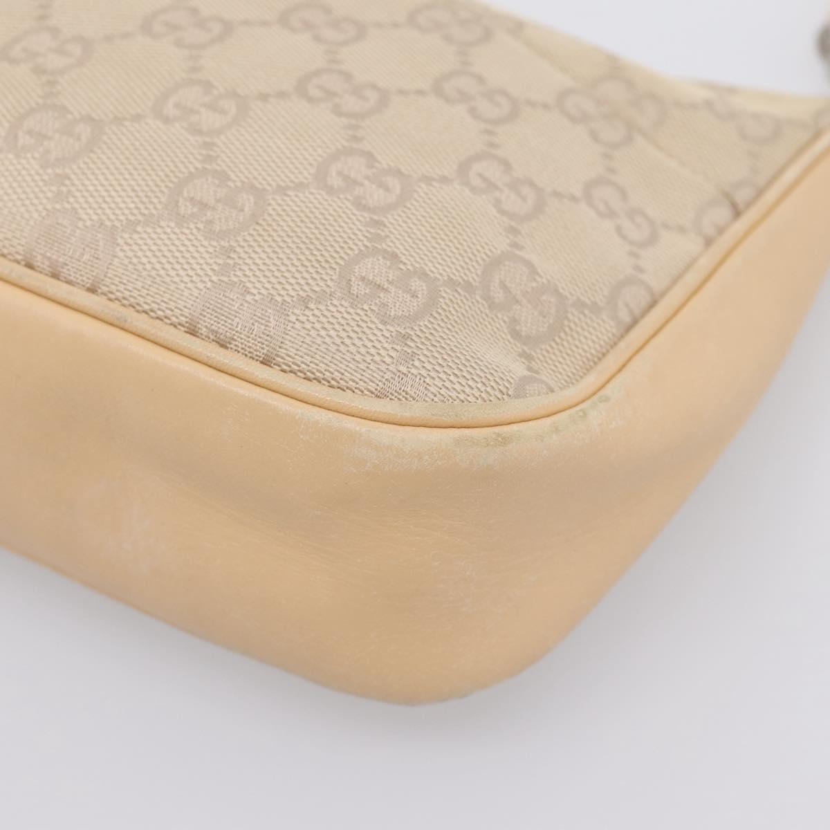 GUCCI GG Canvas Bamboo Hand Bag Beige Silver 001 3870 Auth mr2927A