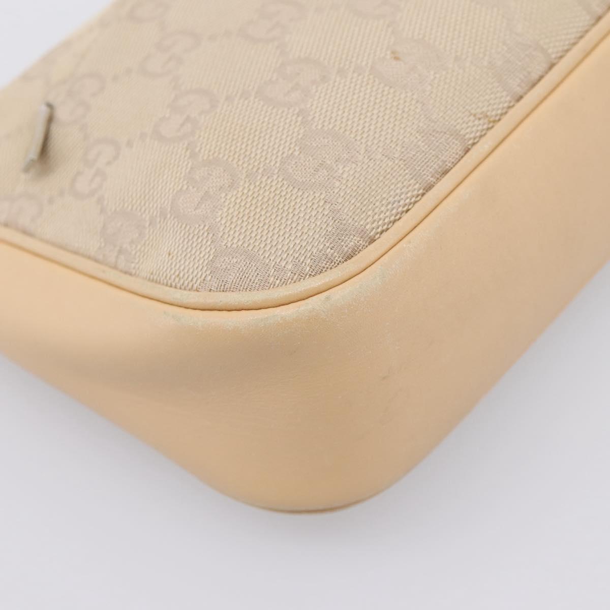 GUCCI GG Canvas Bamboo Hand Bag Beige Silver 001 3870 Auth mr2927A