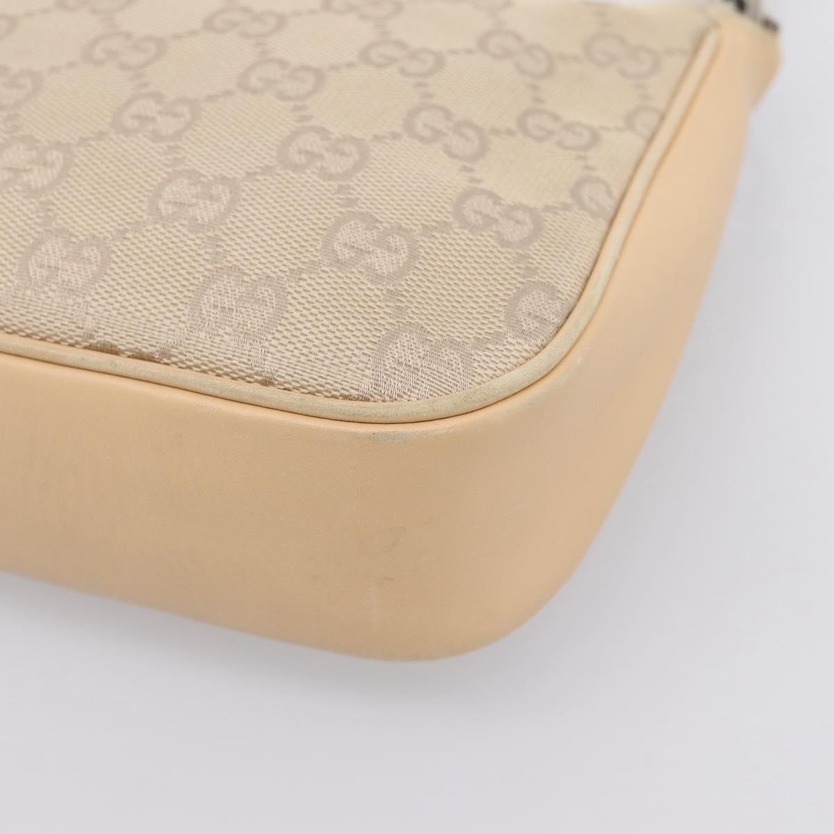 GUCCI GG Canvas Bamboo Hand Bag Beige Silver 001 3870 Auth mr2927A