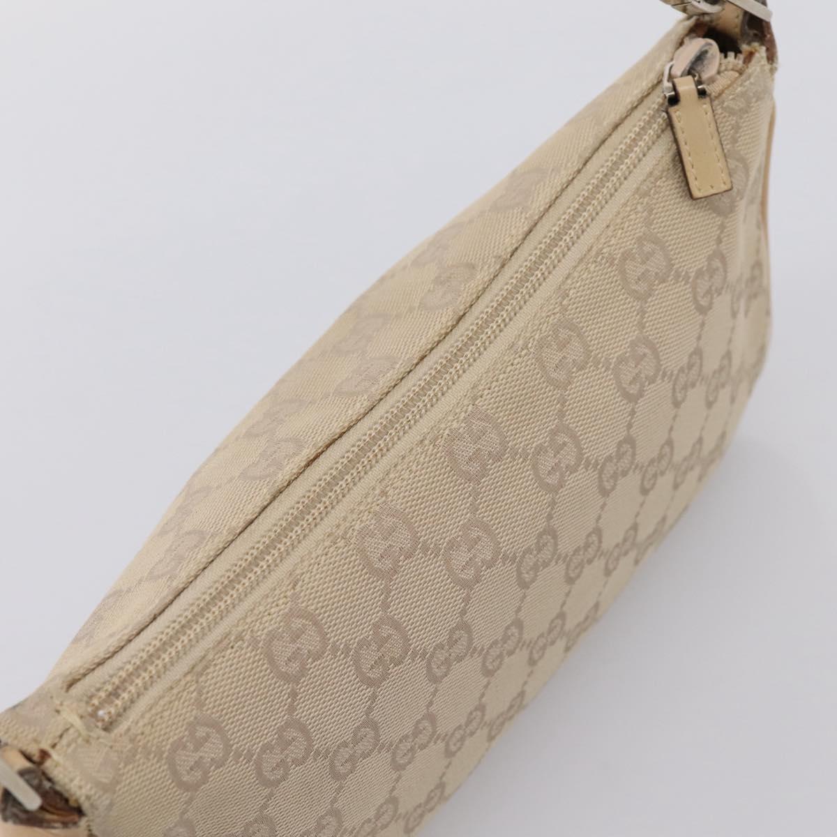 GUCCI GG Canvas Bamboo Hand Bag Beige Silver 001 3870 Auth mr2927A