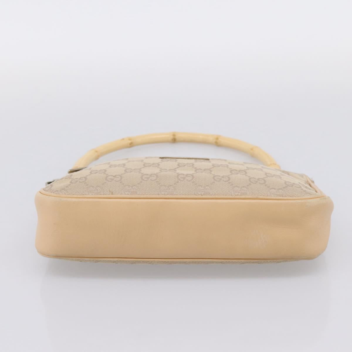GUCCI GG Canvas Bamboo Hand Bag Beige Silver 001 3870 Auth mr2927A