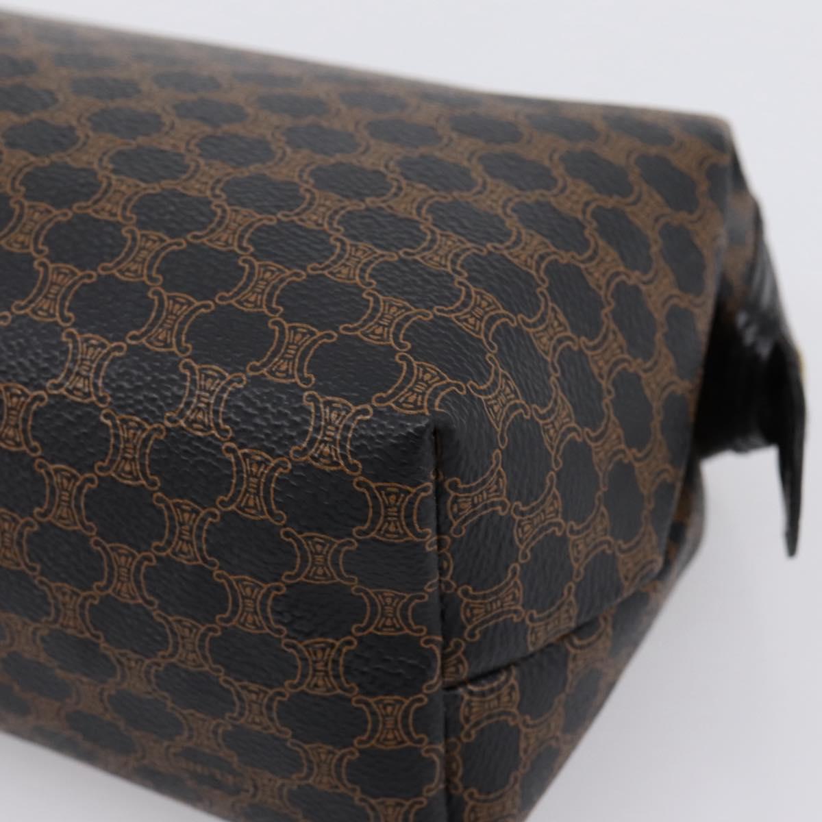 CELINE Macadam Canvas Clutch Bag PVC Black Gold Tone Auth mr2928A