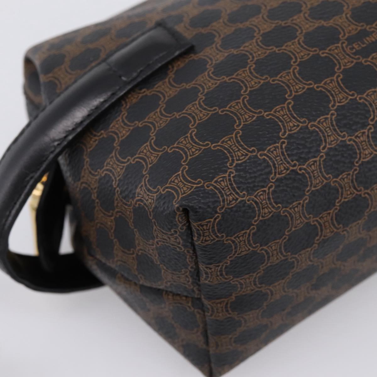 CELINE Macadam Canvas Clutch Bag PVC Black Gold Tone Auth mr2928A