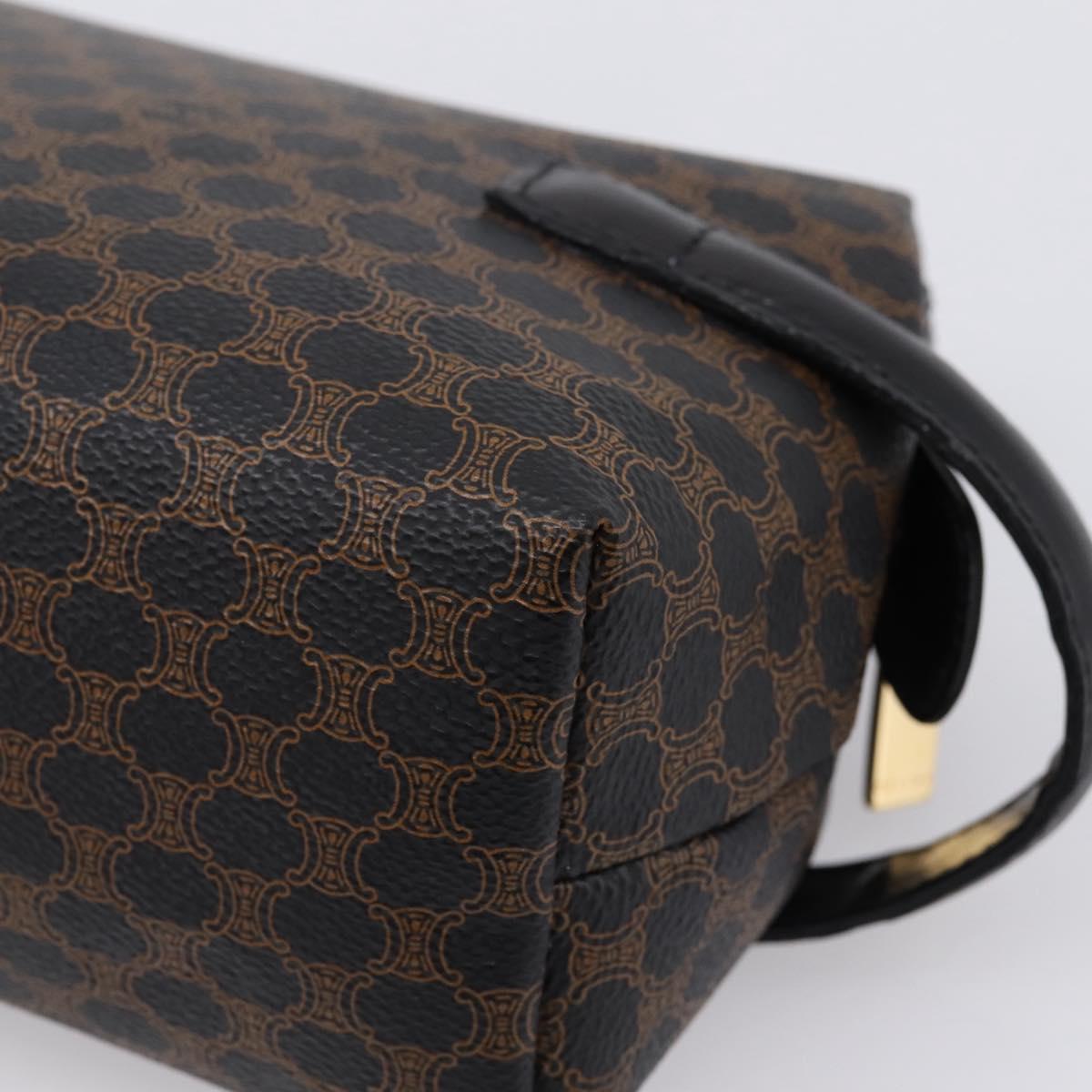 CELINE Macadam Canvas Clutch Bag PVC Black Gold Tone Auth mr2928A