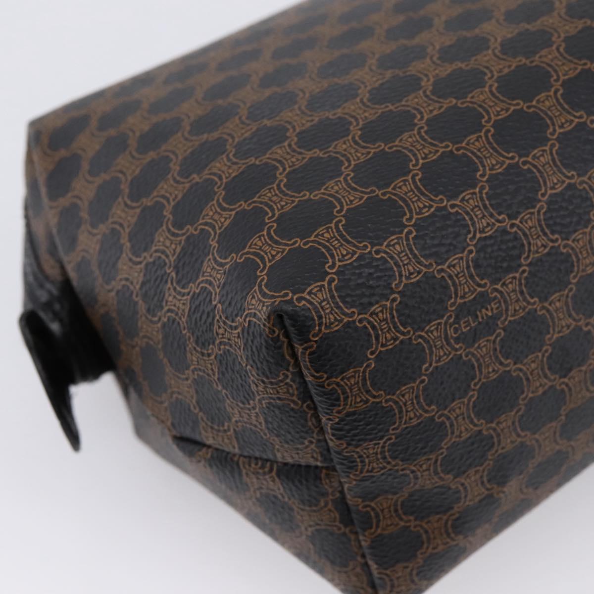 CELINE Macadam Canvas Clutch Bag PVC Black Gold Tone Auth mr2928A