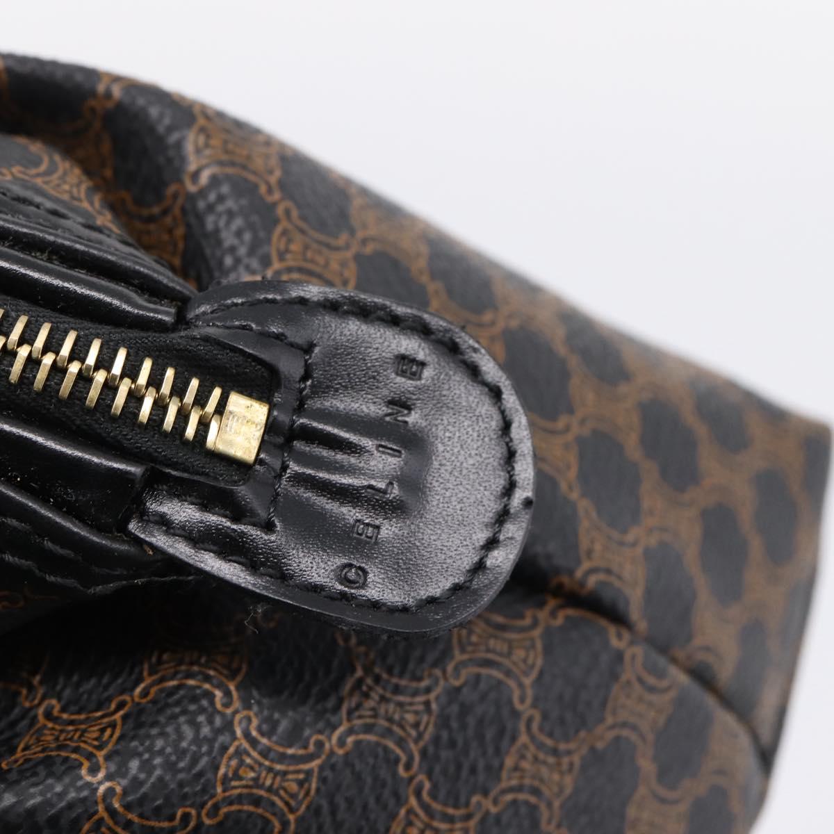 CELINE Macadam Canvas Clutch Bag PVC Black Gold Tone Auth mr2928A