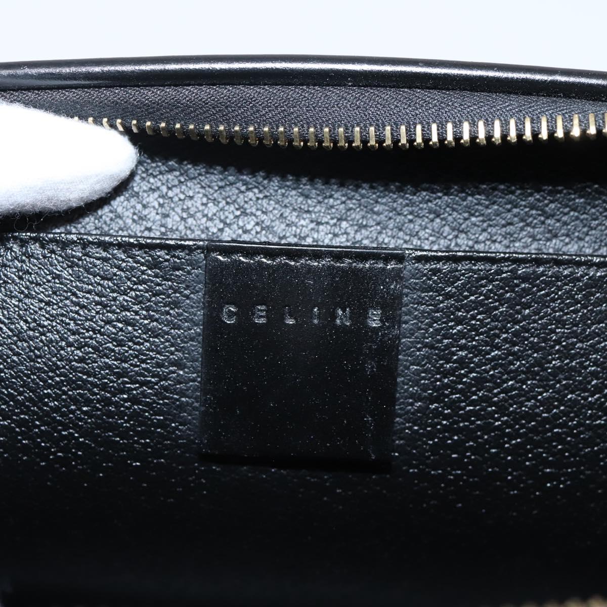 CELINE Macadam Canvas Clutch Bag PVC Black Gold Tone Auth mr2928A