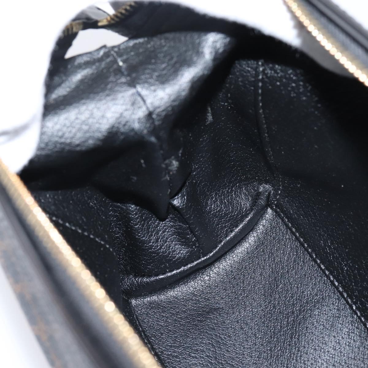 CELINE Macadam Canvas Clutch Bag PVC Black Gold Tone Auth mr2928A