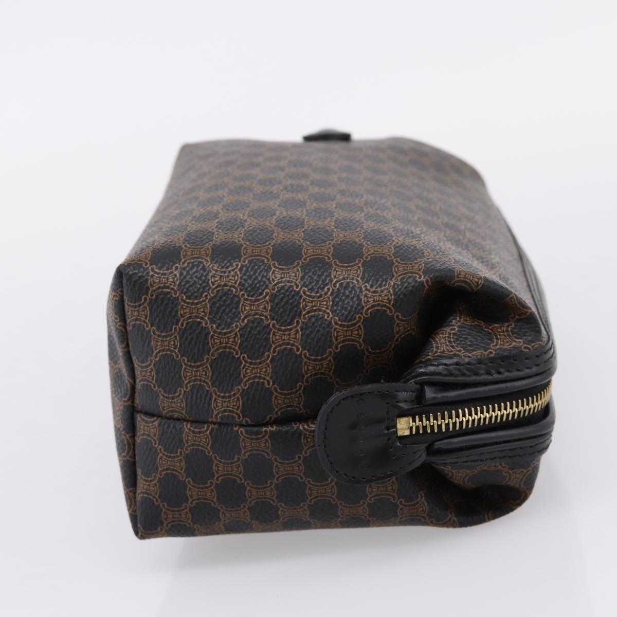 CELINE Macadam Canvas Clutch Bag PVC Black Gold Tone Auth mr2928A