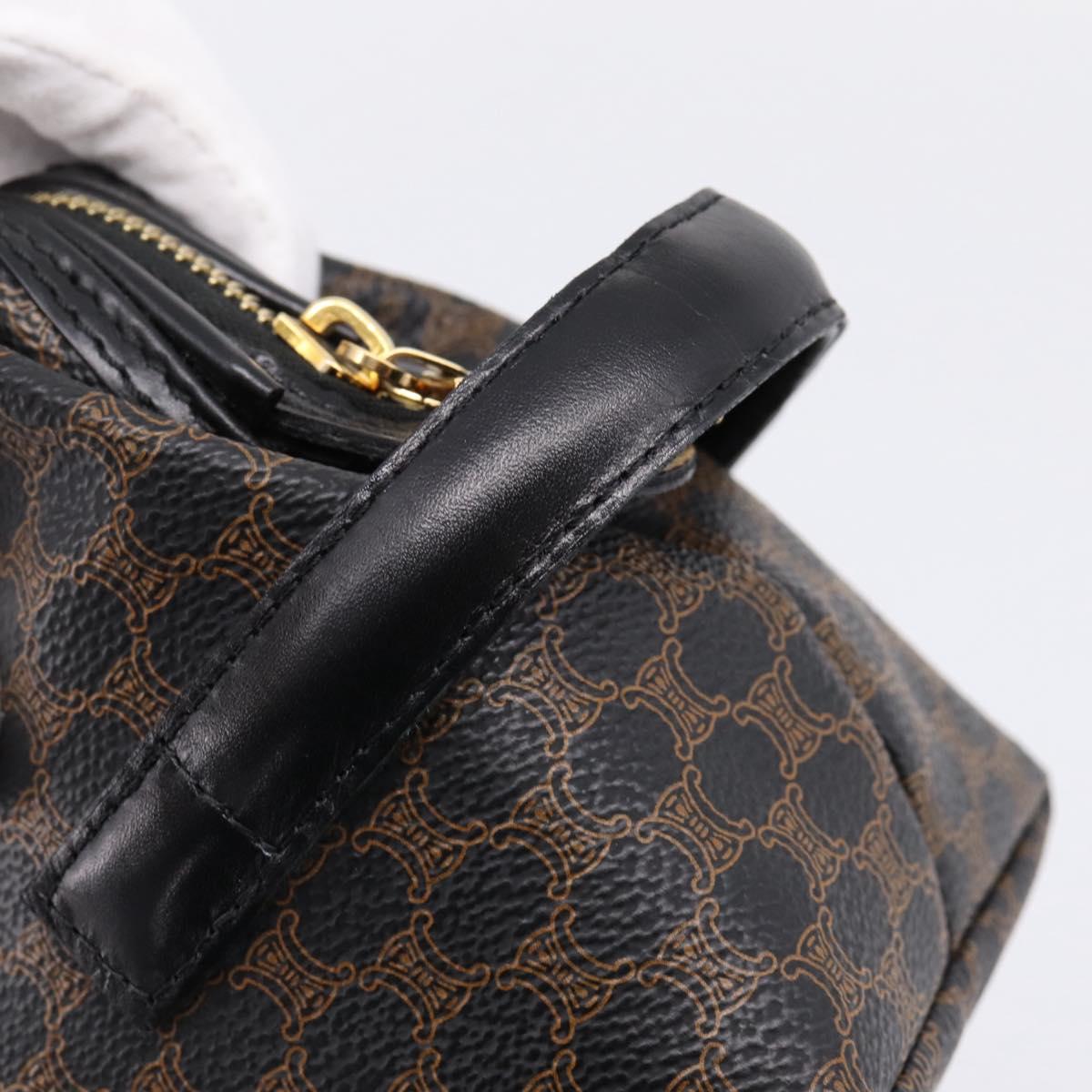 CELINE Macadam Canvas Clutch Bag PVC Black Gold Tone Auth mr2928A