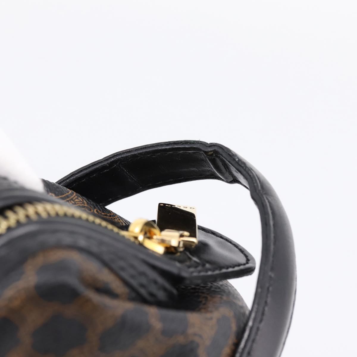 CELINE Macadam Canvas Clutch Bag PVC Black Gold Tone Auth mr2928A