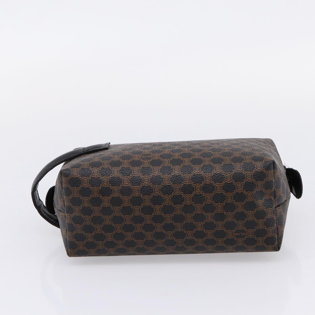 CELINE Macadam Canvas Clutch Bag PVC Black Gold Tone Auth mr2928A