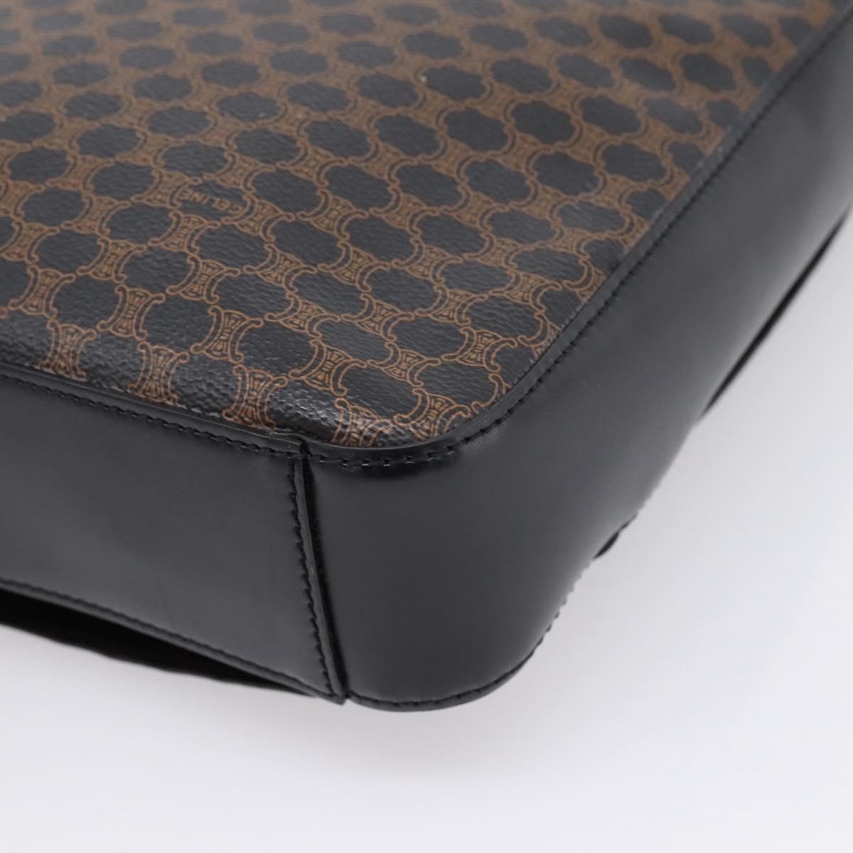 CELINE Macadam Canvas Shoulder Bag PVC Black Gold Tone Auth mr2929A