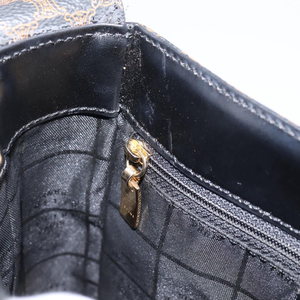 CELINE Macadam Canvas Shoulder Bag PVC Black Gold Tone Auth mr2929A