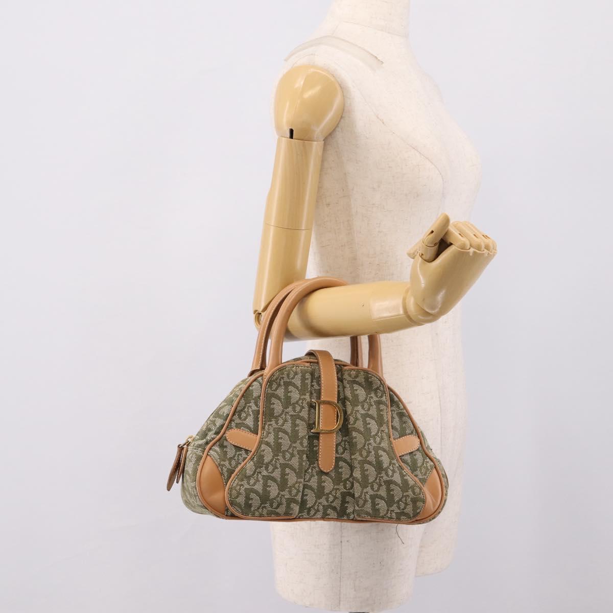 Christian Dior Trotter Canvas Double Saddle Bag Khaki Gold Tone Auth mr2931