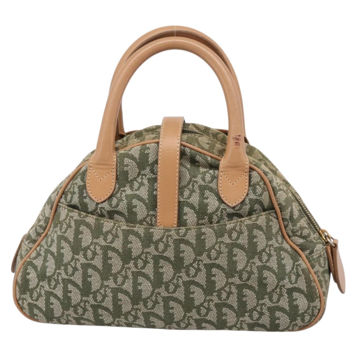Christian Dior Trotter Canvas Double Saddle Bag Khaki Gold Tone Auth mr2931