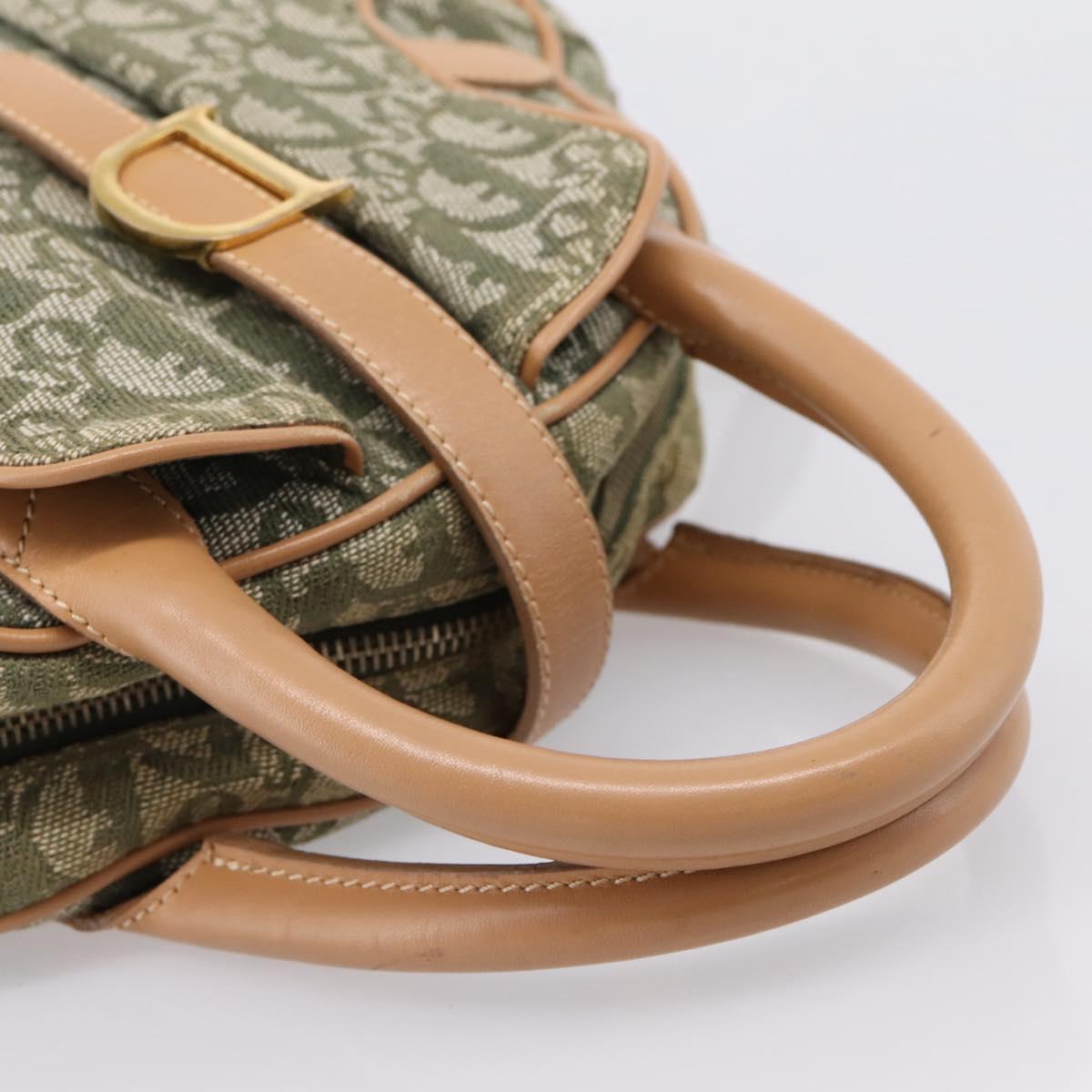 Christian Dior Trotter Canvas Double Saddle Bag Khaki Gold Tone Auth mr2931