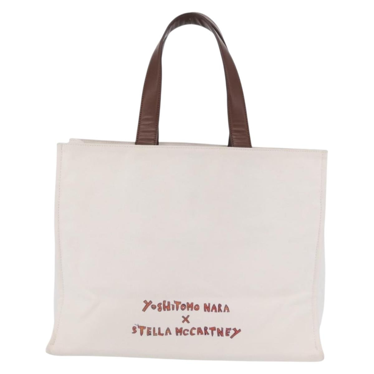 Stella McCartney Nara Yoshitomo Tote Bag Canvas White Brown Auth mr2934V