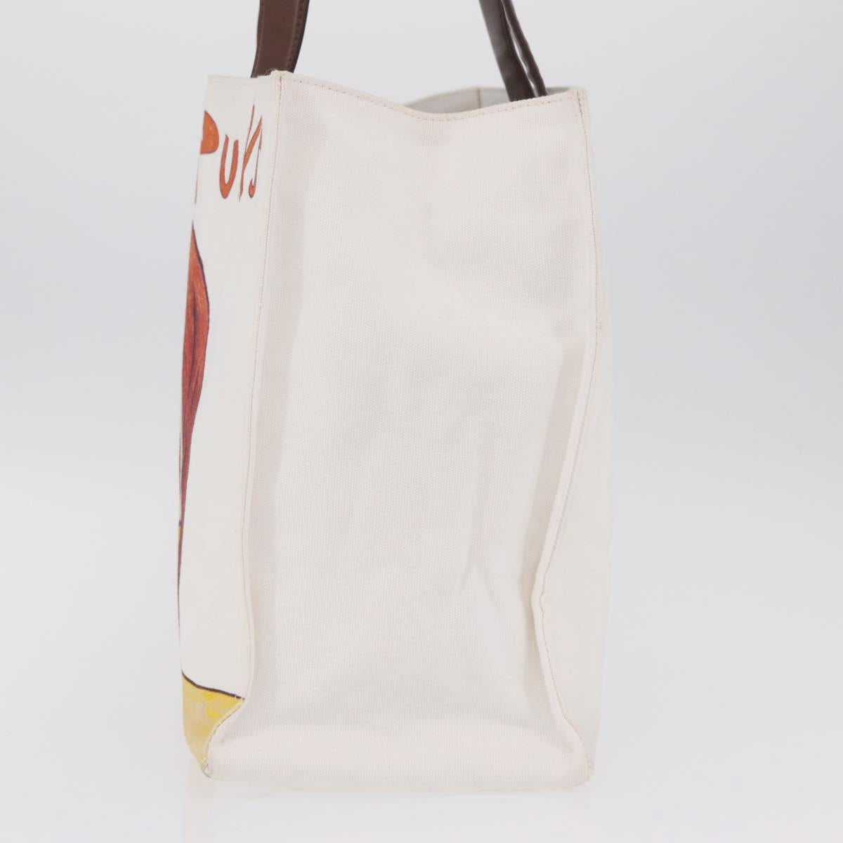 Stella McCartney Nara Yoshitomo Tote Bag Canvas White Brown Auth mr2934V