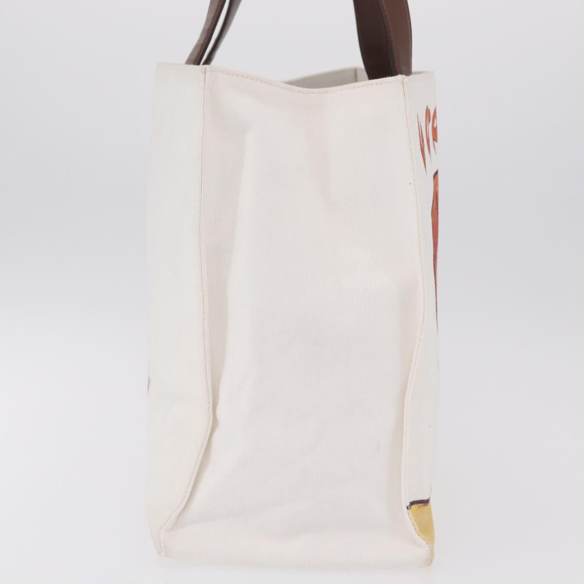 Stella McCartney Nara Yoshitomo Tote Bag Canvas White Brown Auth mr2934V