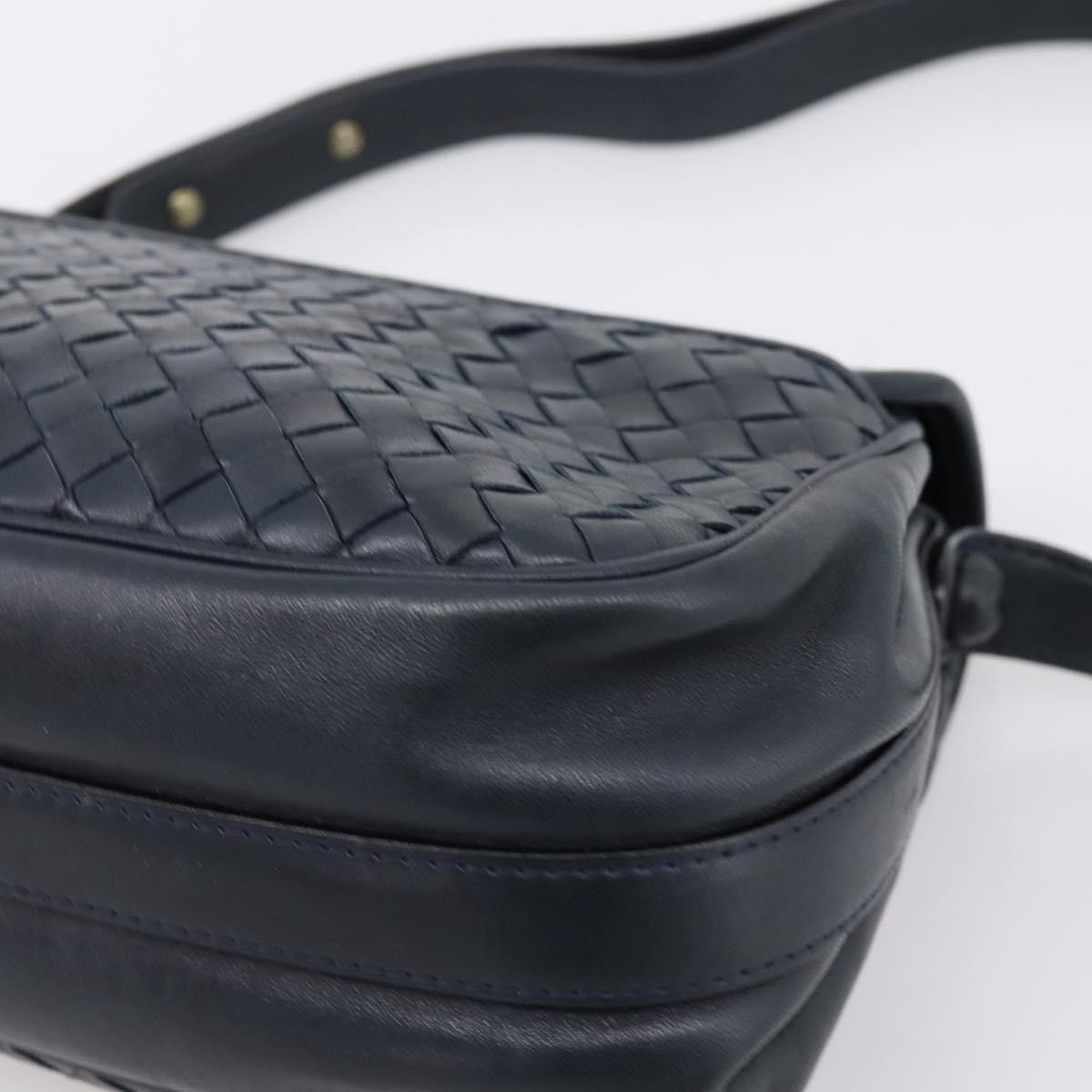 Bottega Veneta INTRECCIATO Shoulder Bag Leather Black Gold Tone Auth mr2936