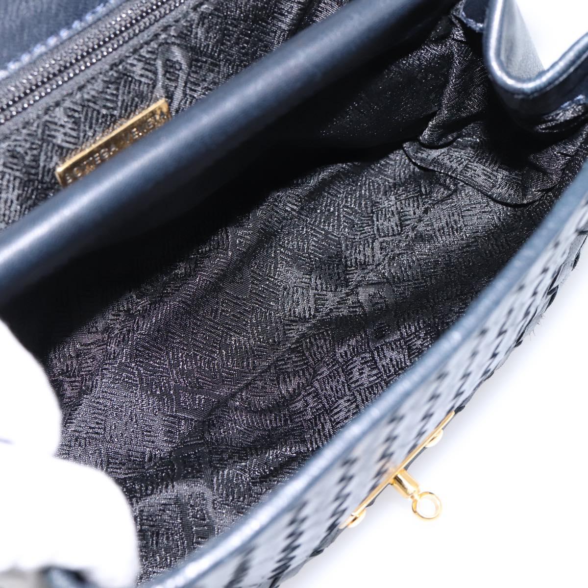 Bottega Veneta INTRECCIATO Shoulder Bag Leather Black Gold Tone Auth mr2936